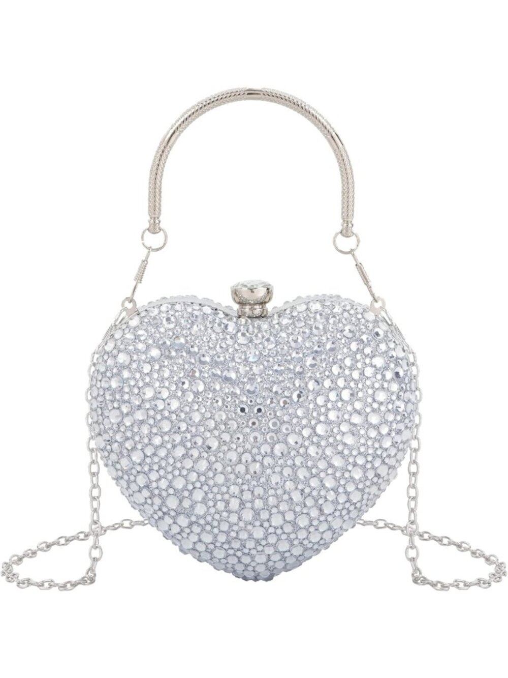 Heart Shaped Clutch Handbag for Wedding, Party, Evening, Mini Chain Purse Tote